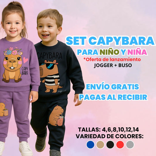 SET BUSO + JOGGER CAPYBARA PARA NIÑO O NIÑA